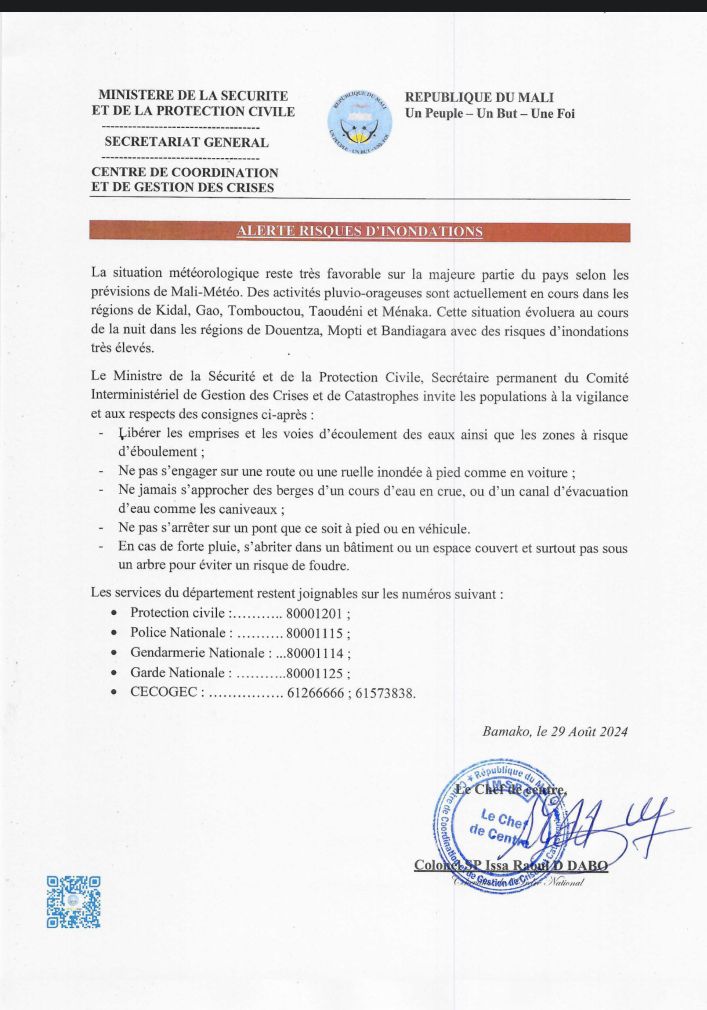  Alerte Risque d'inondation